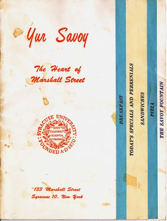 Yur Savoy Menu Front Page