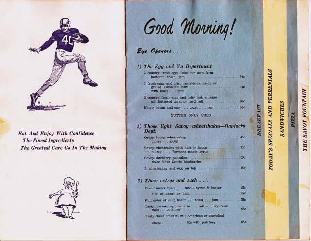 Savoy Breakfast Menu