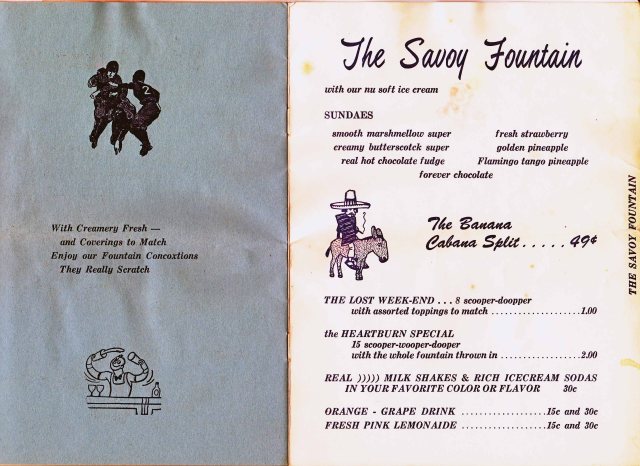 Savoy Fountain Menu
