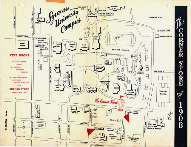 Map of Syracuse University in 1958
